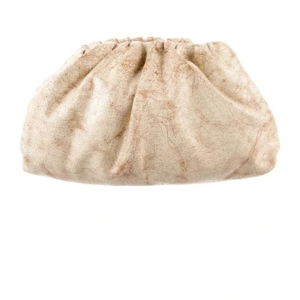 Bottega Veneta Crackled Calfskin The Pouch Oversized Clutch Zabaione